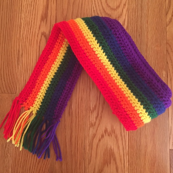 NEW ADDED Handmade Crochet LGBTQ+ Pride Flag Scarf - Picture 2 of 6